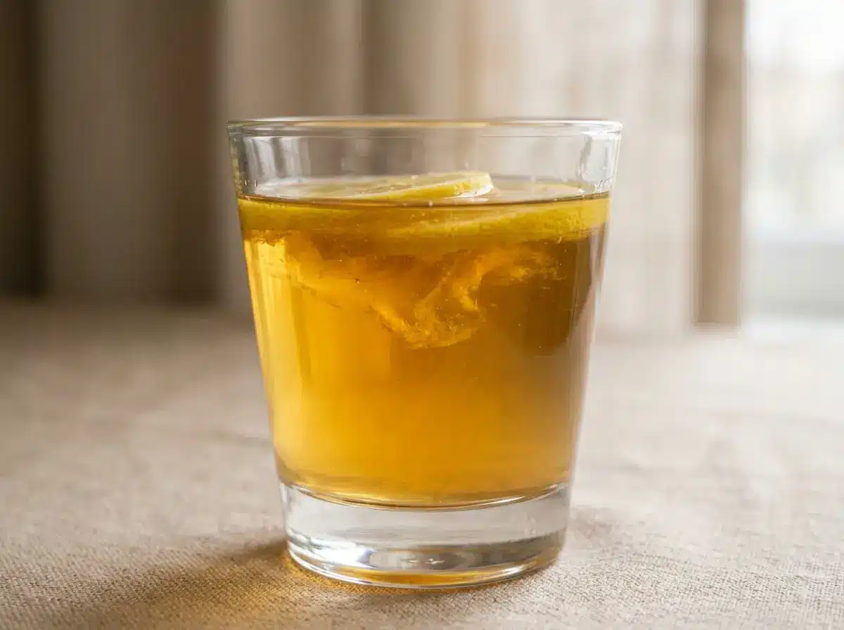 canaan-honey-trick-recipe-02 Side view canaan honey trick morning drink close up.