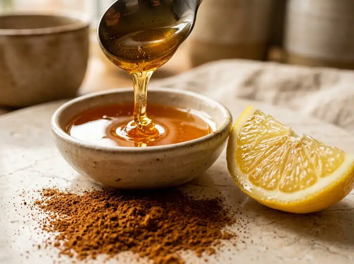 Honey trick for men recipe variation with cinnamon close up