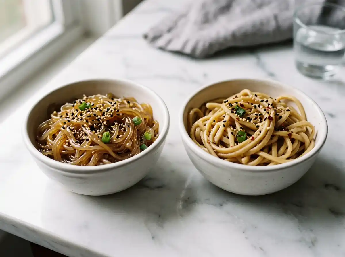  Shirataki noodles offer a much lighter option than regular wheat noodles.