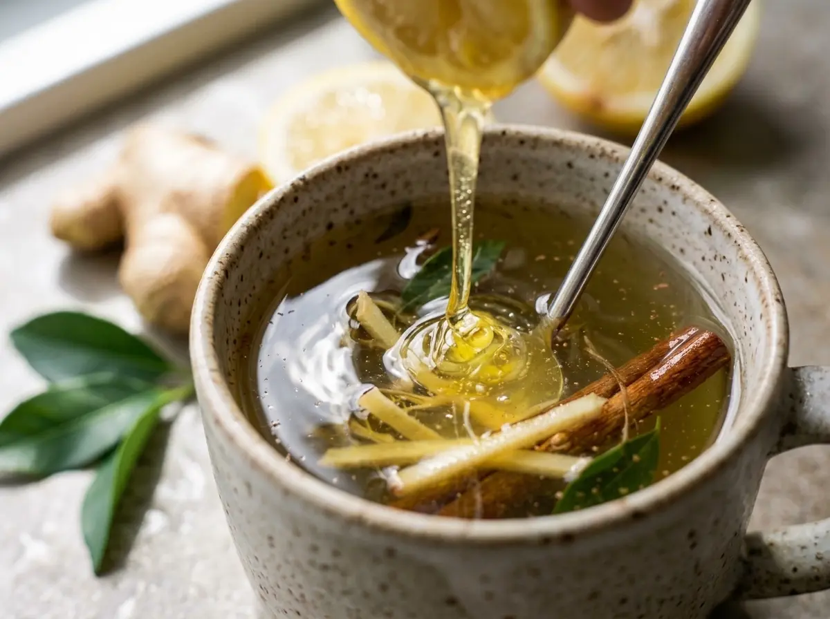 asian-honey-protocol-recipe-step4 Lemon being added to Asian honey protocol recipe in a close-up realistic mug shot