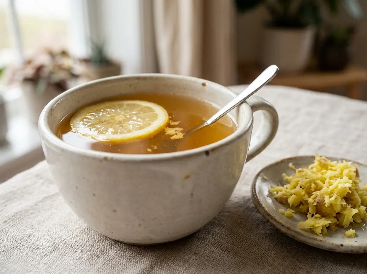 honey-and-lemon-tea-07 Ginger variation of honey and lemon tea.