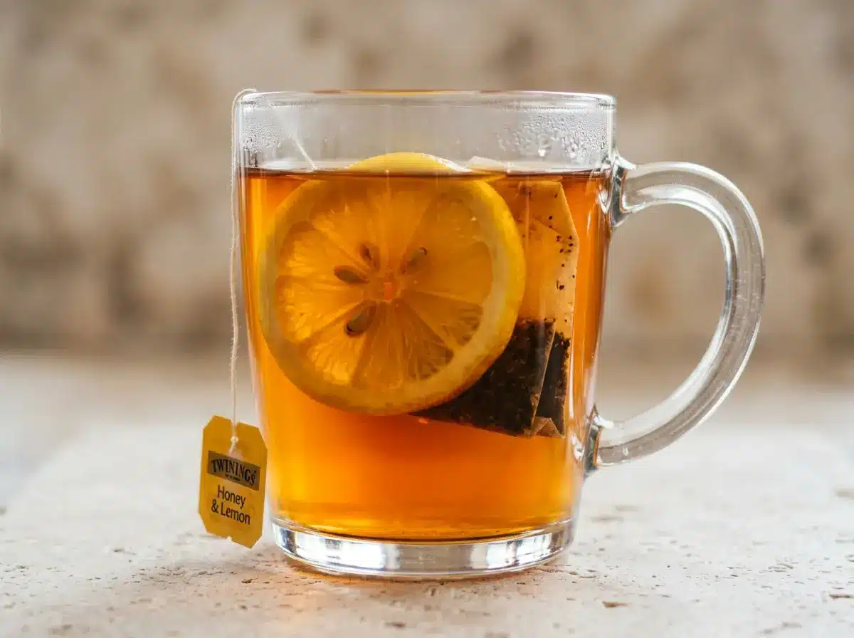 honey-and-lemon-tea-08 Honey and lemon tea bag close up.
