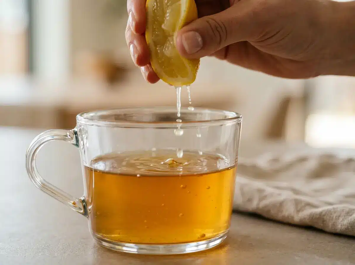 pouring raw honey into neuro honey protocol drink