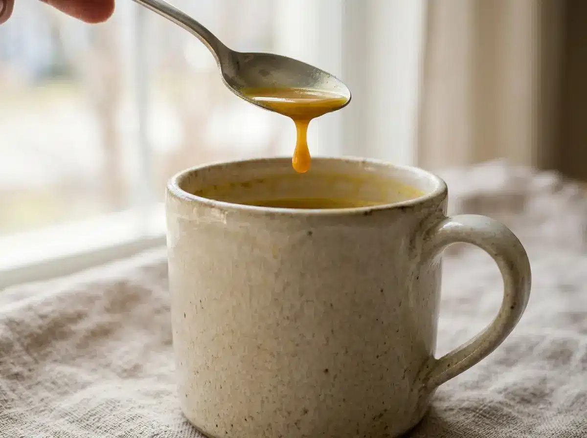 Spoon detail of dr gupta honey recipe turmeric tea alternative