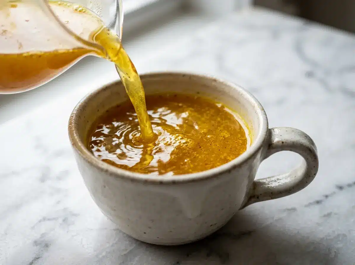Pour into your favorite mug and enjoy this honest turmeric honey tea slowly.