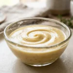 Greek yogurt honey mustard recipe in a glass bowl