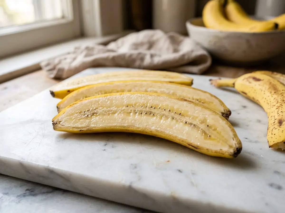  Sliced bananas for honey banana Thai dessert recipe