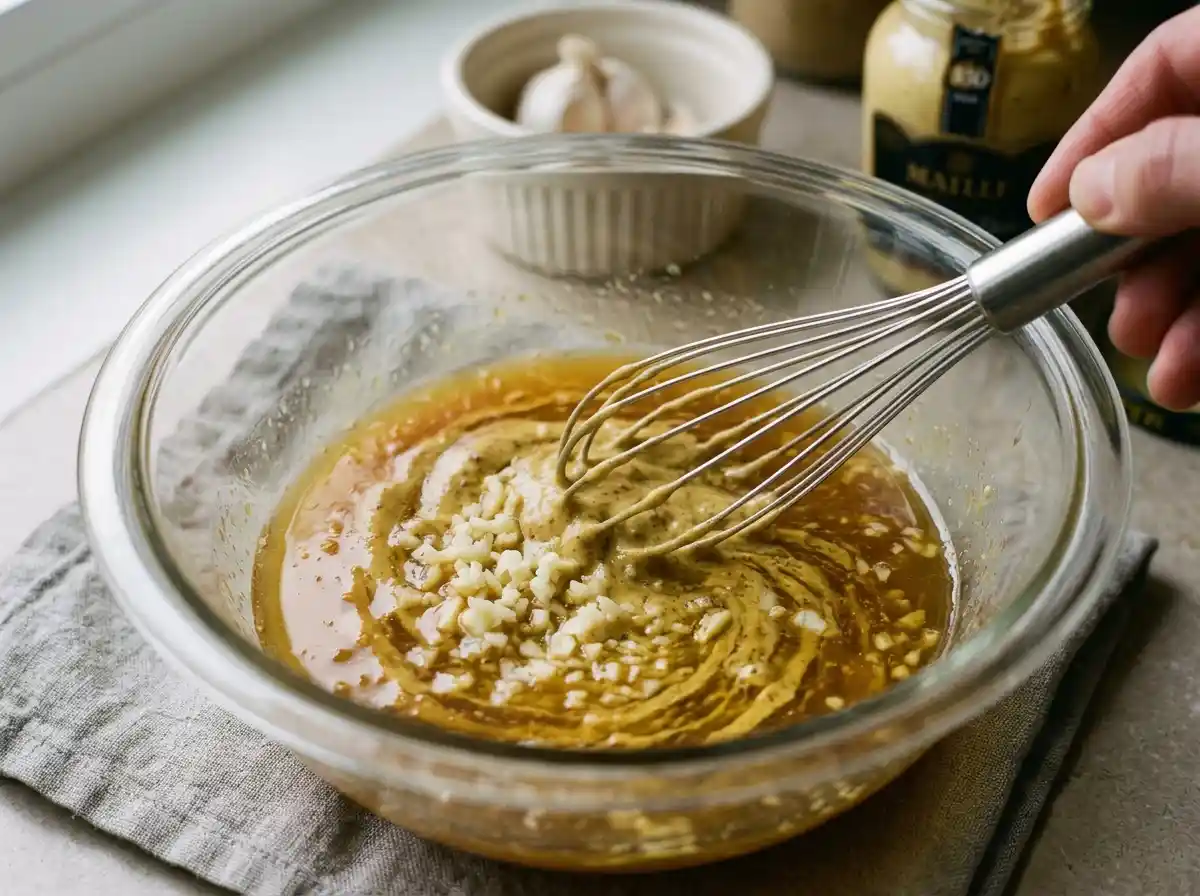 pasta-salad-dressing-recipe-mustard-garlic Adding mustard and garlic to pasta salad dressing recipe