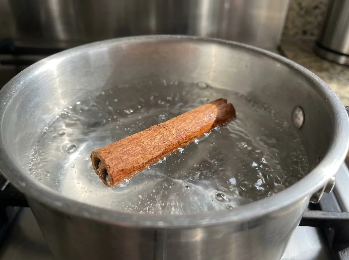 Boiling water with cinnamon for African banana trick recipe