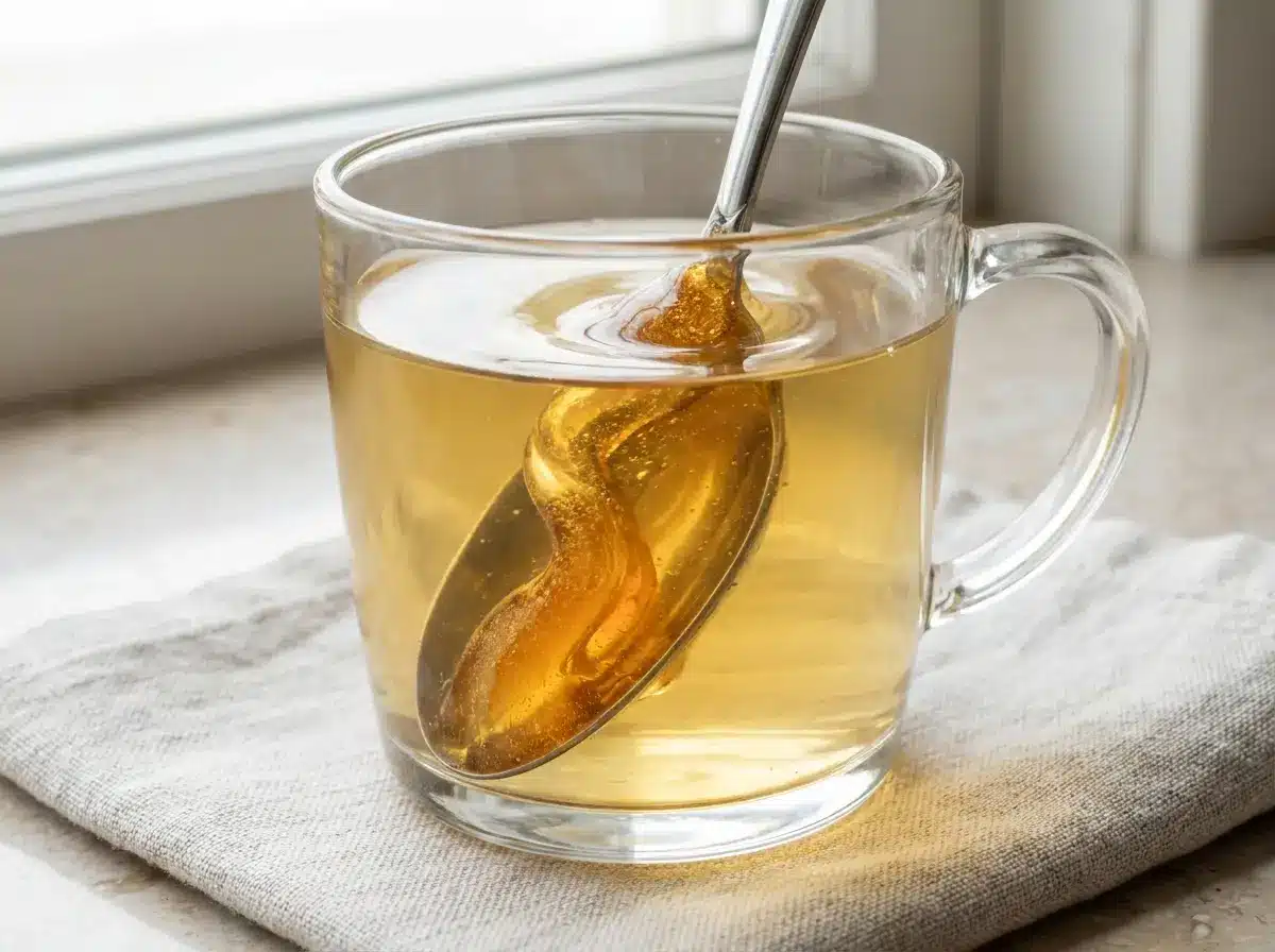 Stirring honey into African banana trick recipe