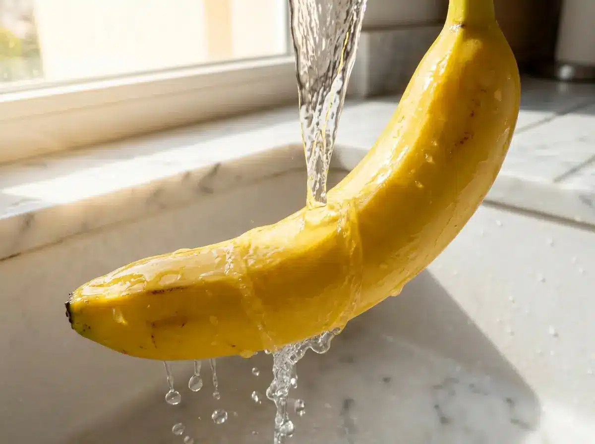 Washing banana for African banana trick recipe