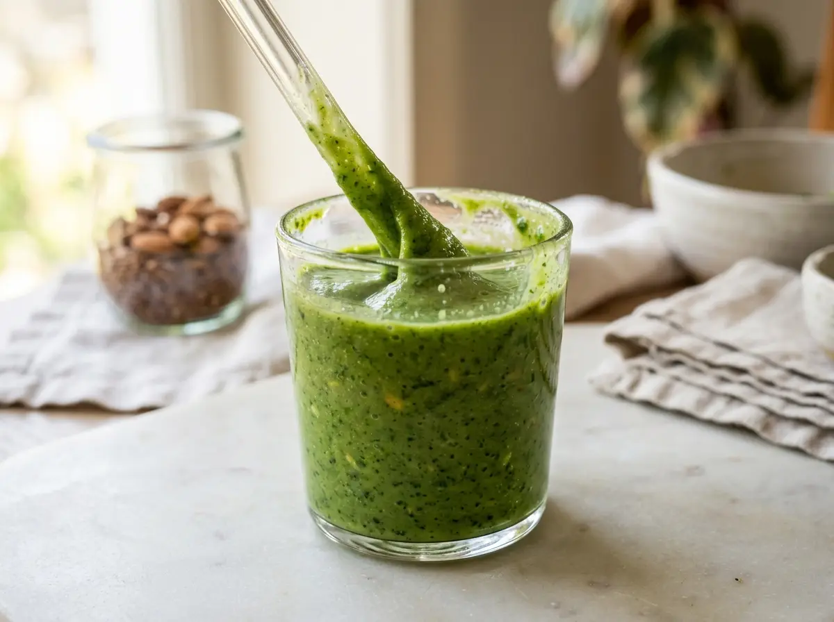 Close up texture of green smoothie recipes