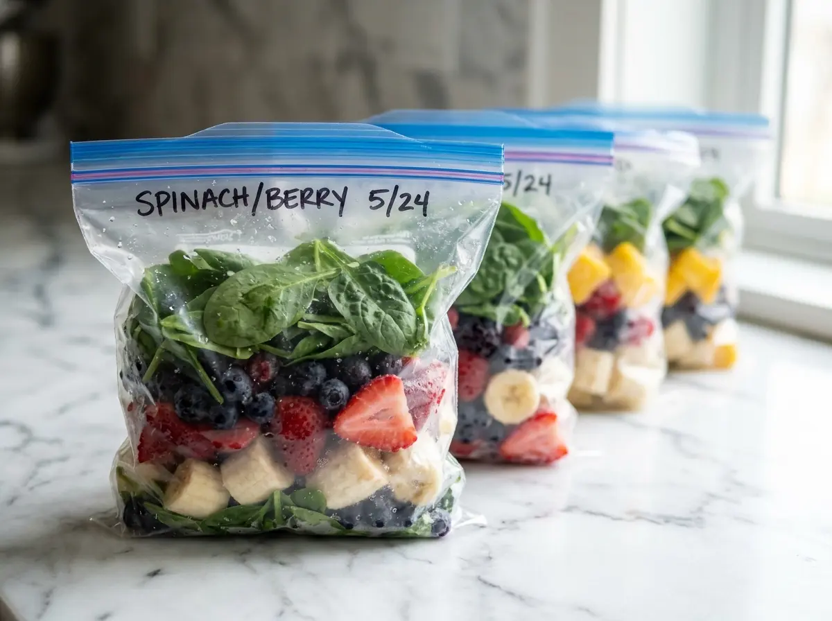 Meal prep freezer packs for green smoothie recipes