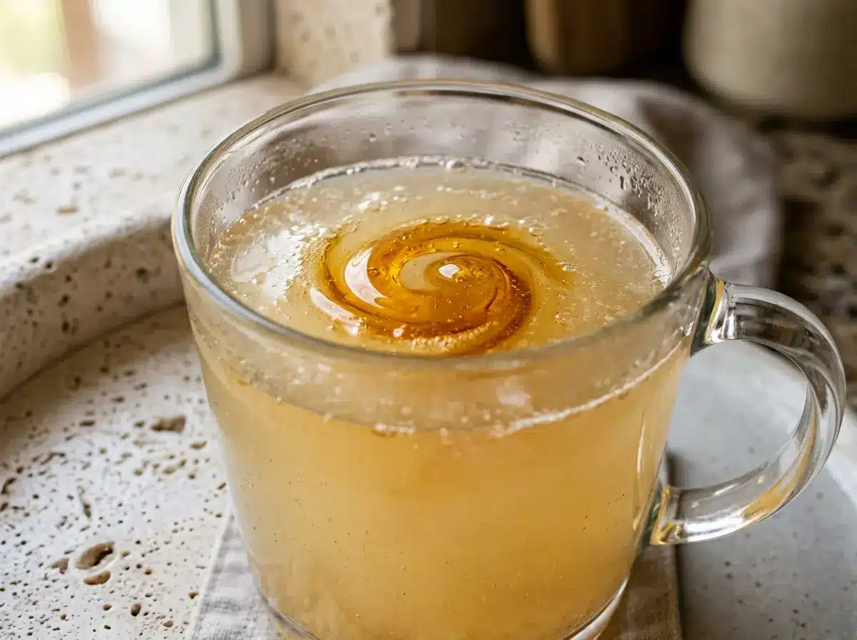 Close up of honey baking soda drink texture