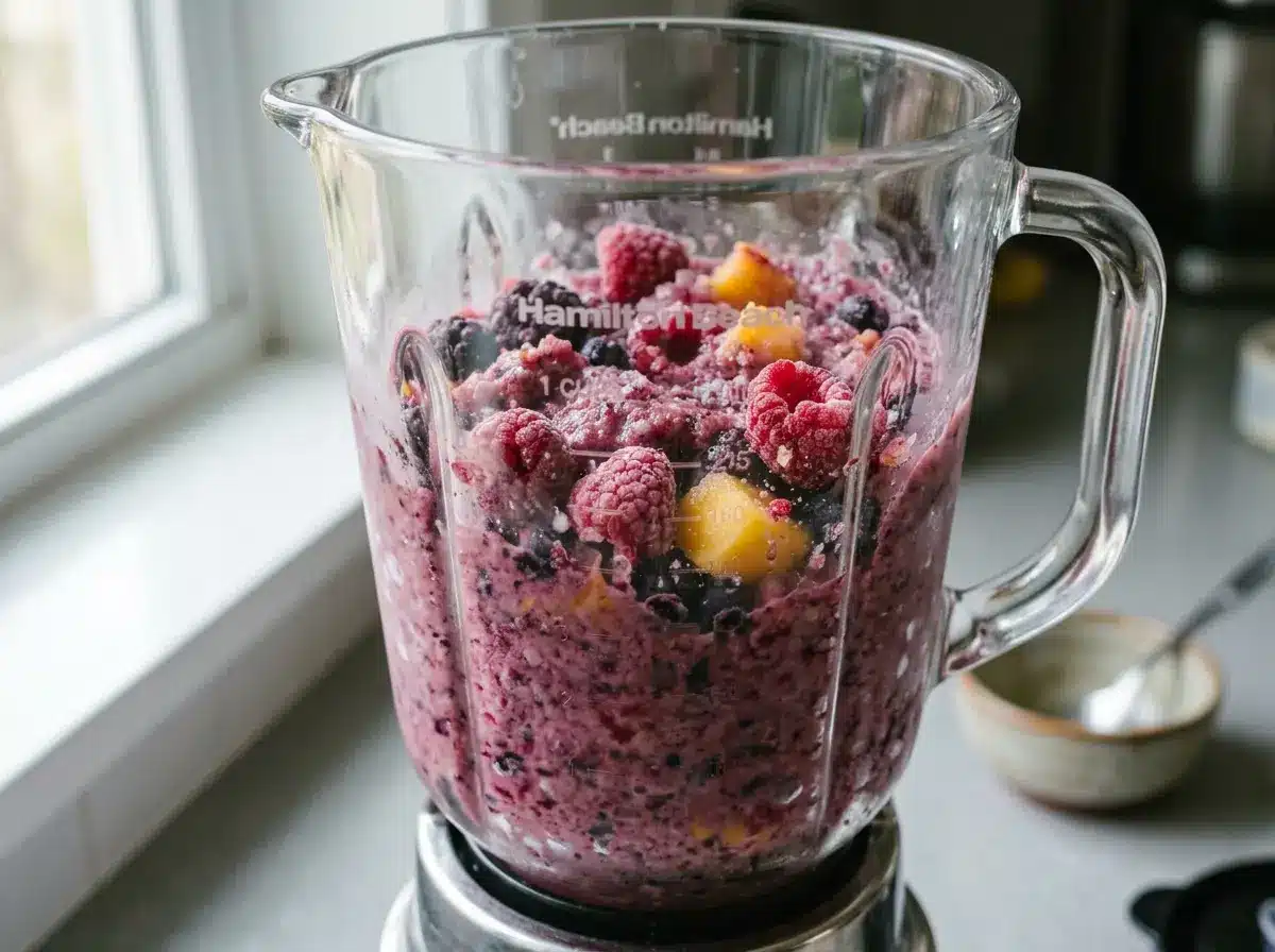 Blending on low speed for how to make a smoothie bowl