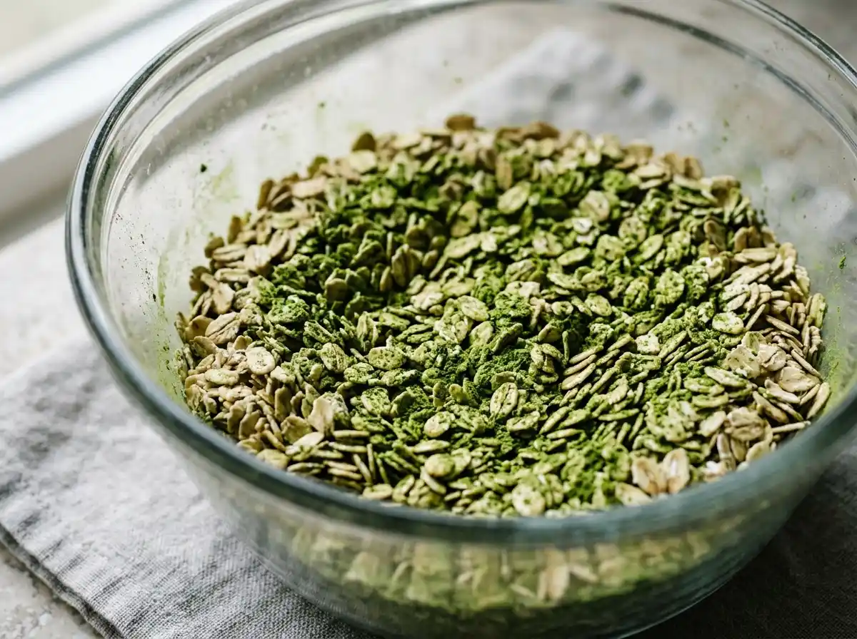matcha-green-tea-honey-protein-balls-dry-mix.webp Dry ingredients whisked for matcha green tea honey protein balls