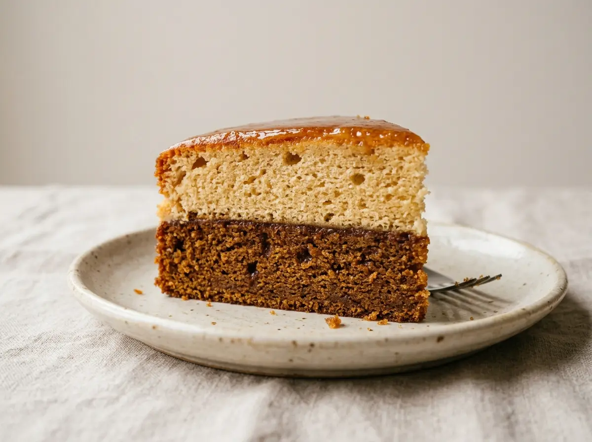Cross section texture contrast in sunken honey cake whipped egg whites
