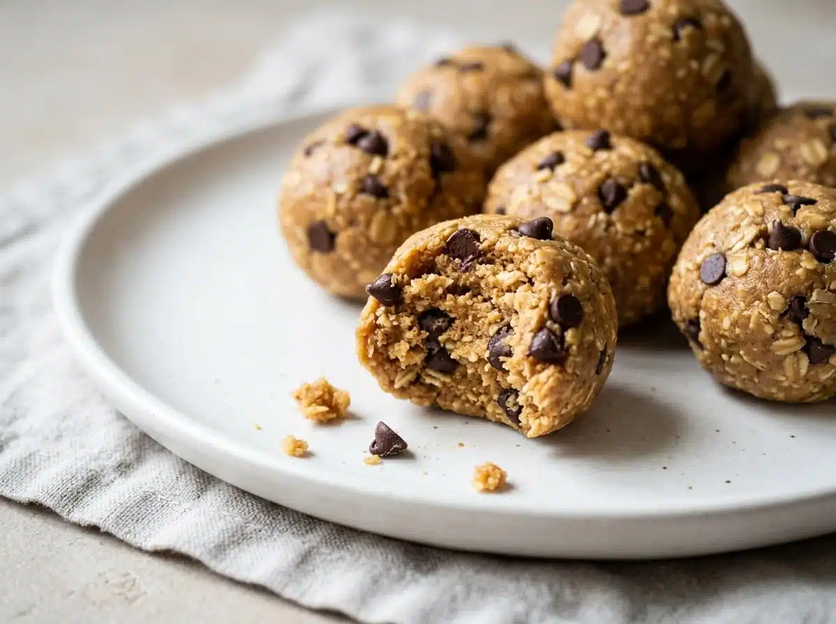Honey peanut butter oatmeal balls with chia seeds